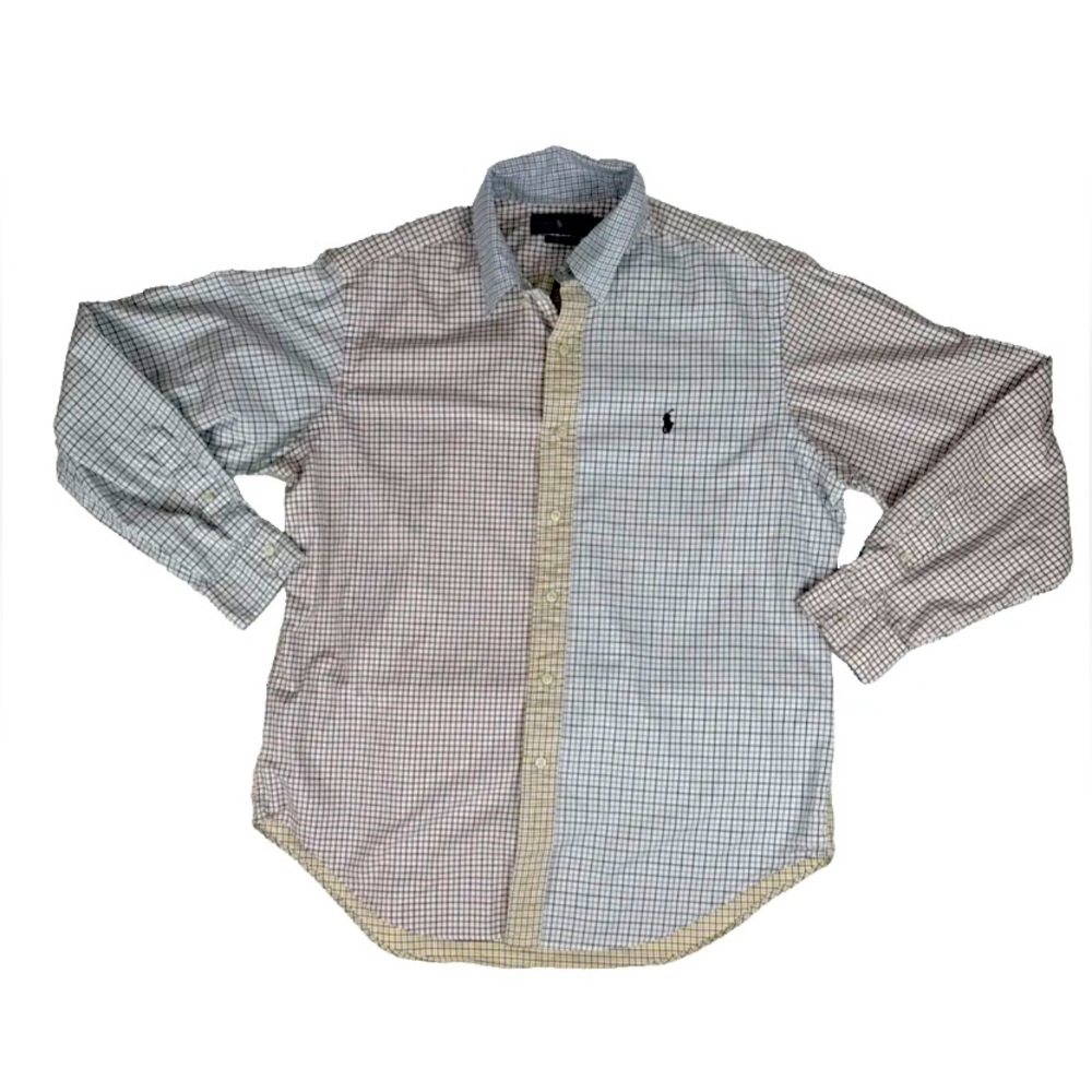 Ralph Lauren Classic Fit Color Block Checks Plaid Unique Men’s shirt size Large